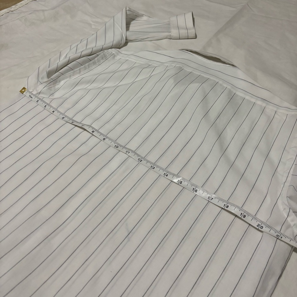 CHRISTIAN DIOR Chemises Pinstriped Womens Dress Shirt Size 18 White Vintage - Picture 8 of 9